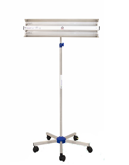 Lampă de sterilizare cu UV 2x 15W cu montare pe stativ mobil cromat