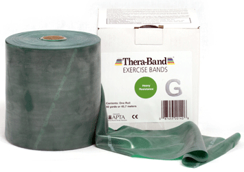 Bandă elastică Thera-Band, rolă de 45 m - Verde / Greu