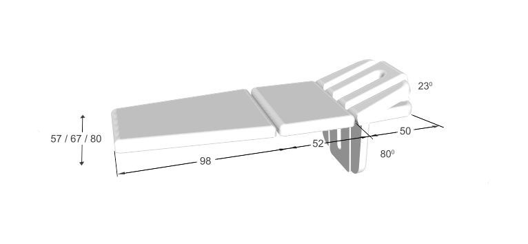 Canapea Manumed Optimal 3 secţiuni, model 214, acţionare hidraulică, secţiunea pentru braţe reglabilă